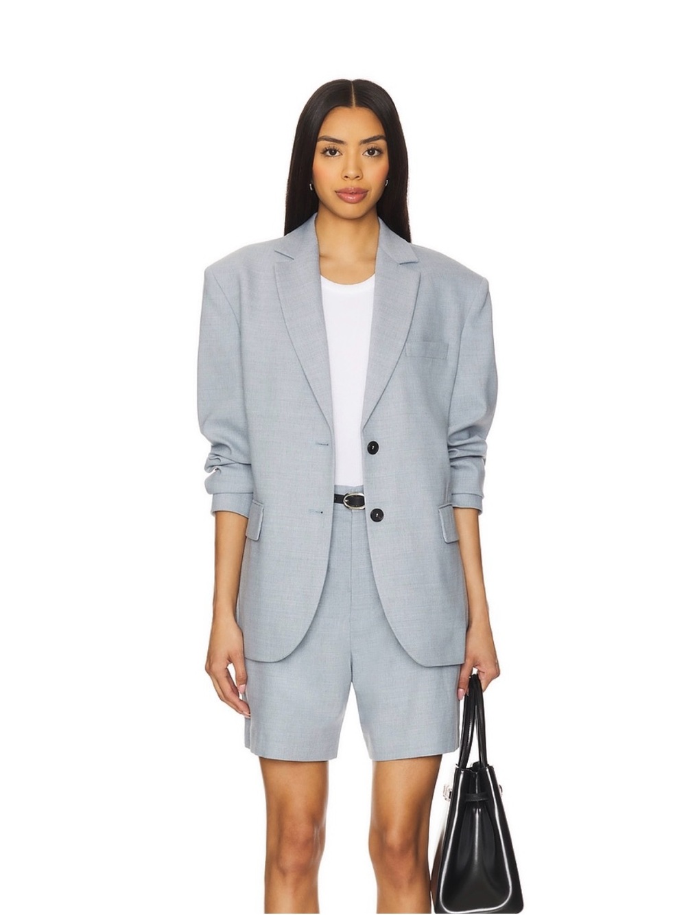 Anine Bing Light Gray Oversized Boyfriend Blazer